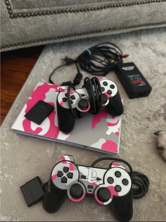 Sony Other - Sony Pink & White Camo PS2 Controller Set with Accessories